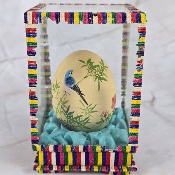 Set of 3 Handpainted Eggs in Individual Boxes Asian Design Hand Painted Vintage - Picture 6 of 16